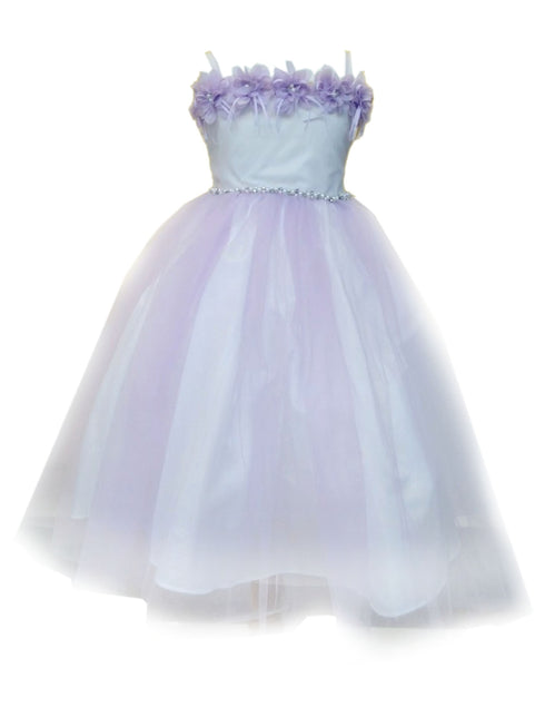 Big Girls Lilac Floral Off Shoulder Tulle Junior Bridesmaid Dress 8-16 - SophiasStyle.com